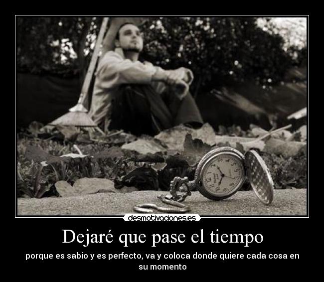 Dejaré que pase el tiempo - porque es sabio y es perfecto, va y coloca donde quiere cada cosa en su momento