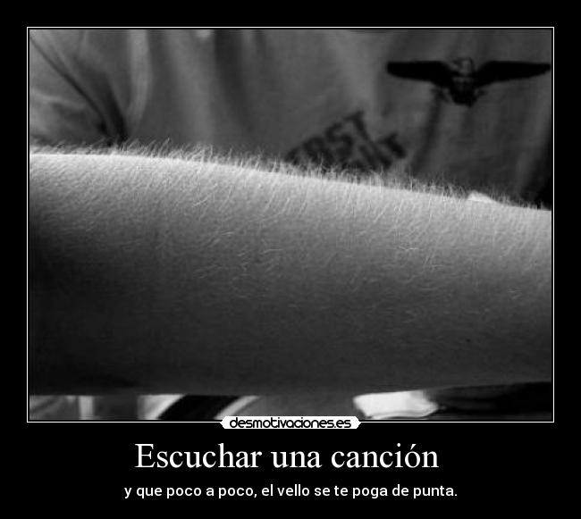 Escuchar una canción  - y que poco a poco, el vello se te poga de punta.
