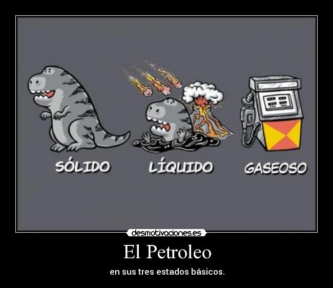 El Petroleo - en sus tres estados básicos.