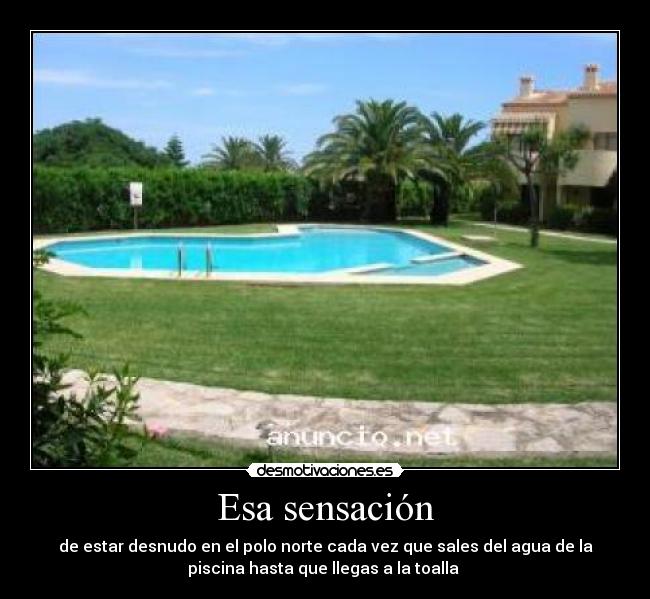 Esa sensación - de estar desnudo en el polo norte cada vez que sales del agua de la
piscina hasta que llegas a la toalla