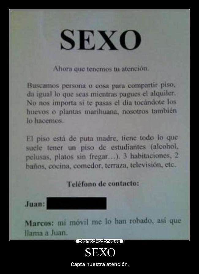 carteles sexo piso estudiantes sexo desmotivaciones