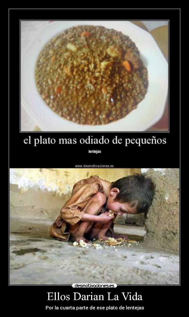 carteles vida plato hambre etiopia haiti lentejas plato platado comida pan miseria todo nada desmo desmotivaciones