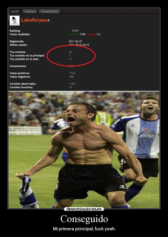 Conseguido - Mi primera principal, fuck yeah.