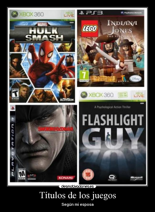 Títulos de los juegos -