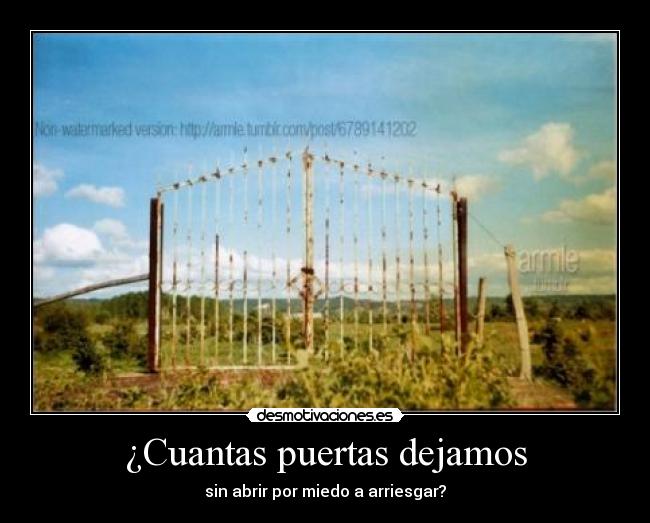 ¿Cuantas puertas dejamos - sin abrir por miedo a arriesgar?
