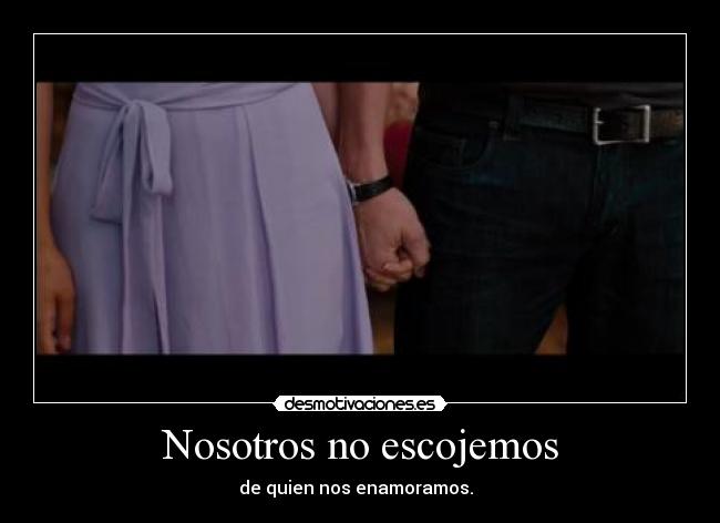 Nosotros no escojemos - de quien nos enamoramos.  