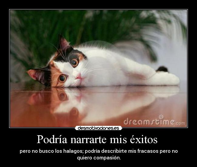 Podría narrarte mis éxitos - pero no busco los halagos; podría describirte mis fracasos pero no
quiero compasión.