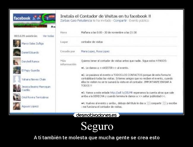 Seguro - A ti también te molesta que mucha gente se crea esto