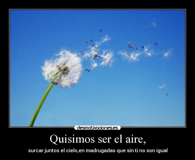Quisimos ser el aire, -