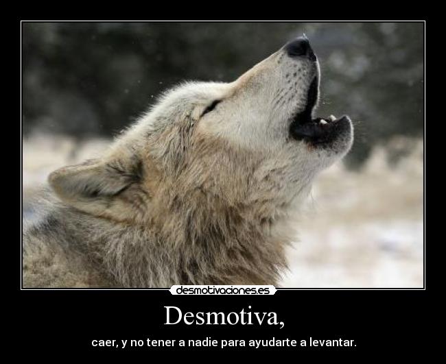 Desmotiva, - caer, y no tener a nadie para ayudarte a levantar.