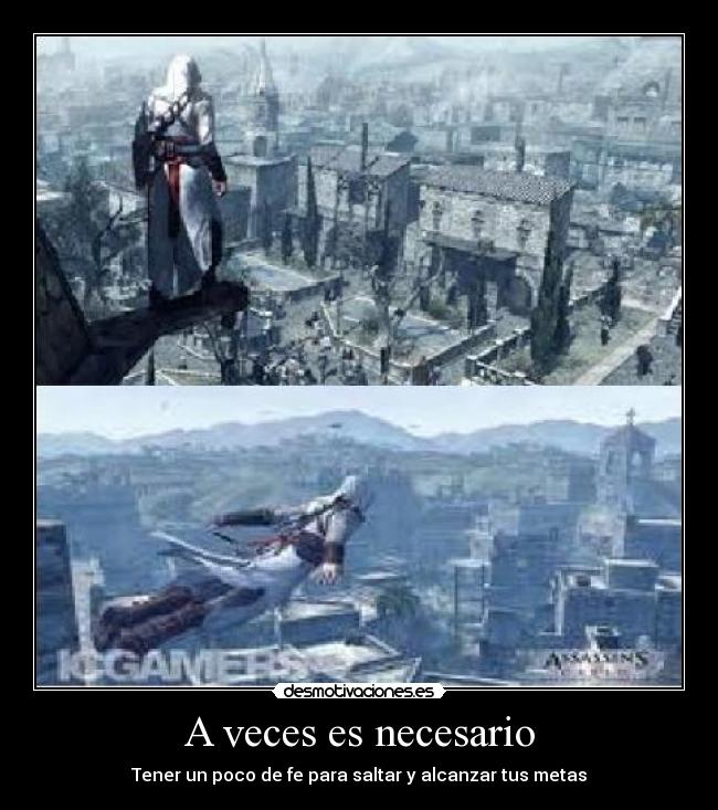 carteles salto fe assassins creed salto metas veces desmotivaciones