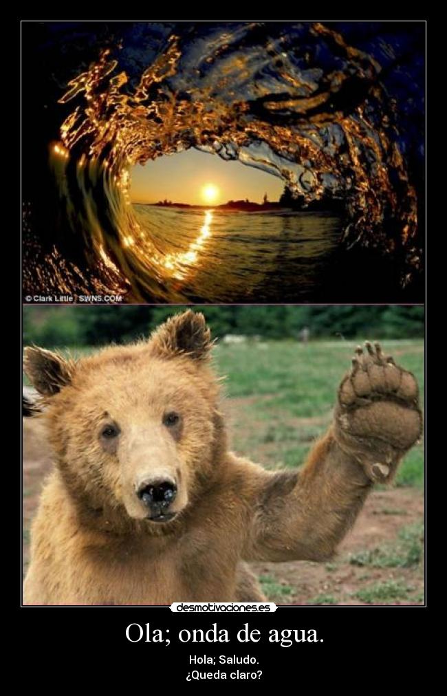 Ola; onda de agua. - Hola; Saludo.
¿Queda claro?