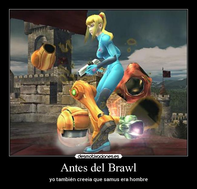 carteles brawl samus aran mujer hombre desmotivaciones