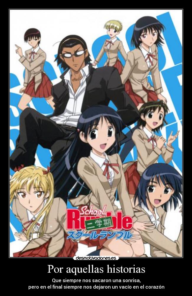 carteles school rumble historias sonrisa vacio corazon desmotivaciones