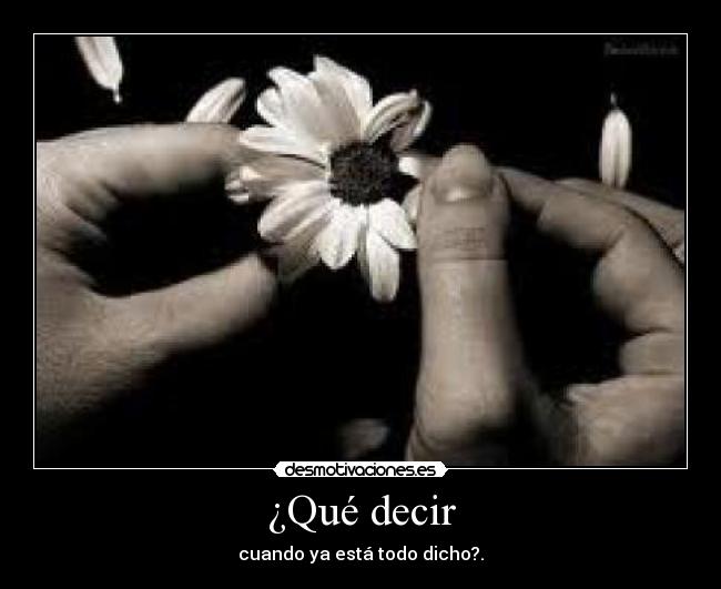 ¿Qué decir - cuando ya está todo dicho?.