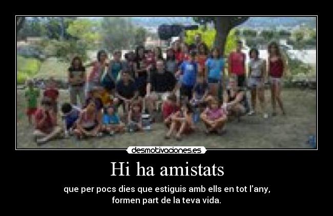 Hi ha amistats - que per pocs dies que estiguis amb ells en tot lany,
formen part de la teva vida.