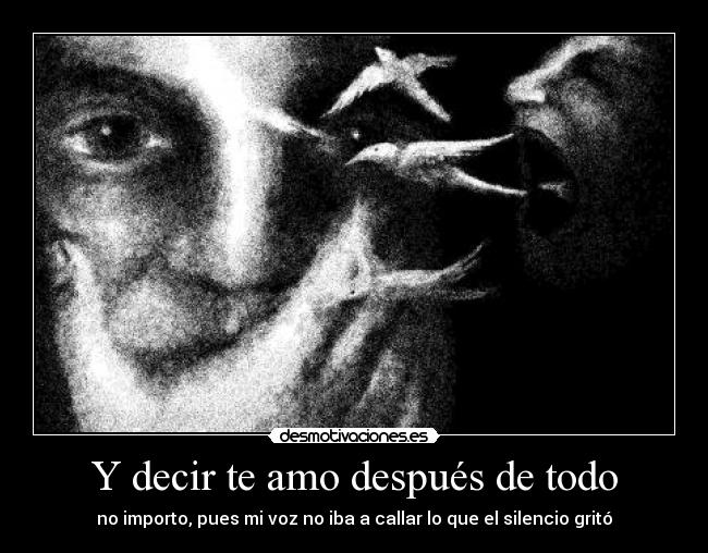 Y decir te amo después de todo - no importo, pues mi voz no iba a callar lo que el silencio gritó