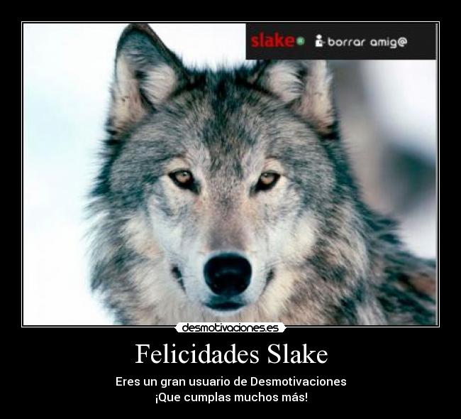 Felicidades Slake - Eres un gran usuario de Desmotivaciones
¡Que cumplas muchos más!