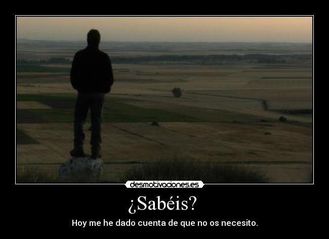 ¿Sabéis?  - Hoy me he dado cuenta de que no os necesito.