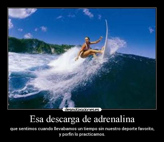 Esa descarga de adrenalina - que sentimos cuando llevabamos un tiempo sin nuestro deporte favorito,
y porfin lo practicamos.