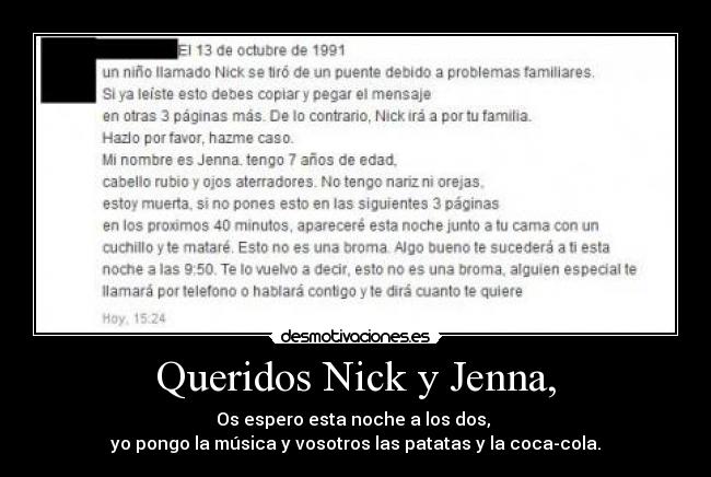 Queridos Nick y Jenna, - 