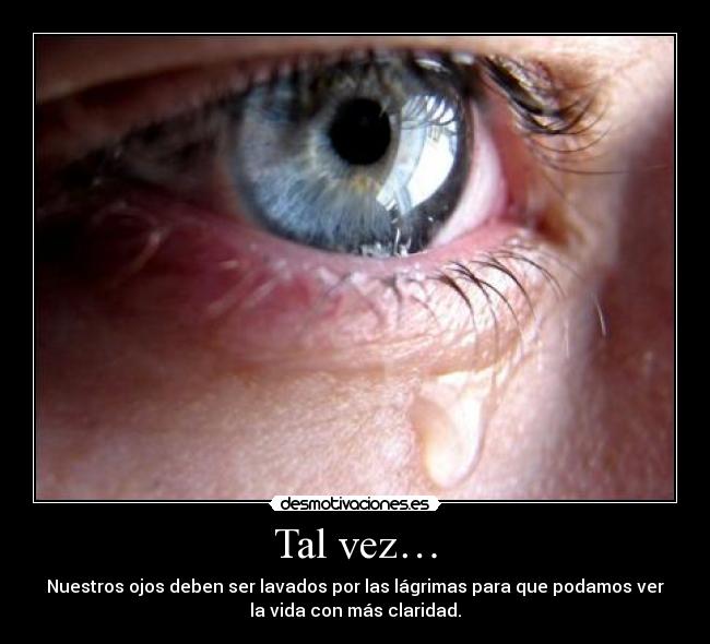 Tal vez… - Nuestros ojos deben ser lavados por las lágrimas para que podamos ver
la vida con más claridad.