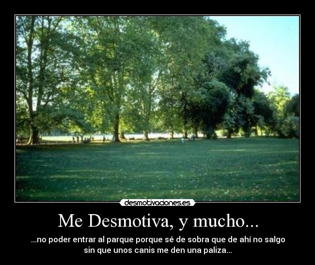 Me Desmotiva, y mucho... - ...no poder entrar al parque porque sé de sobra que de ahí no salgo
sin que unos canis me den una paliza...