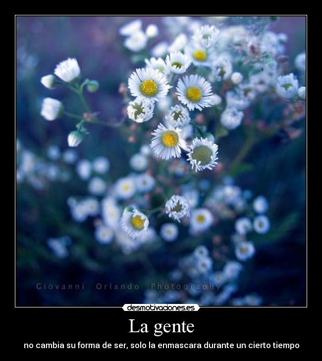 La gente - no cambia su forma de ser, solo la enmascara durante un cierto tiempo