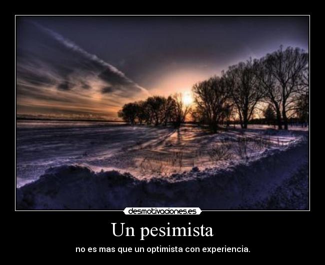Un pesimista - no es mas que un optimista con experiencia.