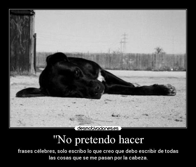 No pretendo hacer - frases célebres, solo escribo lo que creo que debo escribir de todas
las cosas que se me pasan por la cabeza.