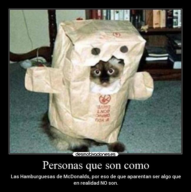 Personas que son como - Las Hamburguesas de McDonalds, por eso de que aparentan ser algo que
en realidad NO son.