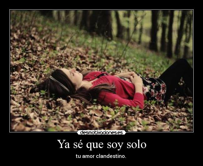 Ya sé que soy solo - tu amor clandestino.