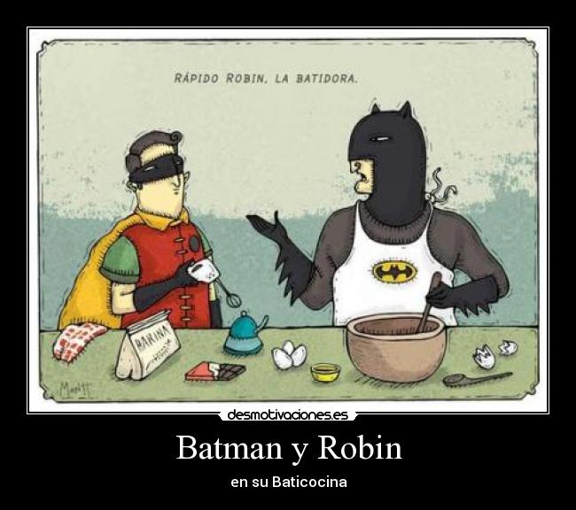 Batman y Robin - en su Baticocina