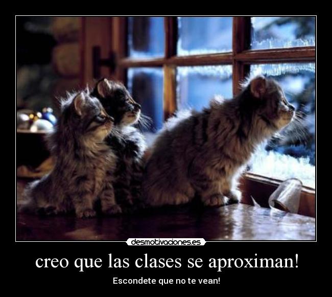 creo que las clases se aproximan! - Escondete que no te vean!