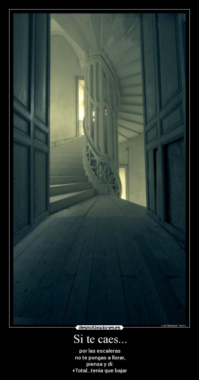 Si te caes... - por las escaleras
no te pongas a llorar,
piensa y di:
+Total...tenia que bajar