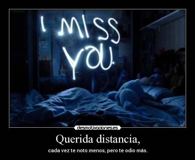 Querida distancia, -