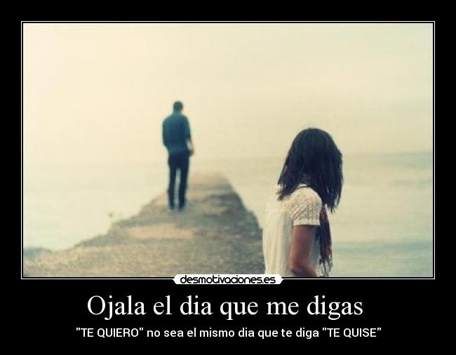 Ojala el dia que me digas  - TE QUIERO no sea el mismo dia que te diga TE QUISE