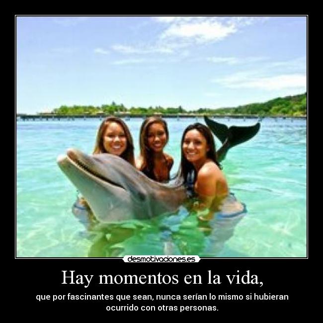 Hay momentos en la vida, - que por fascinantes que sean, nunca serían lo mismo si hubieran
ocurrido con otras personas.