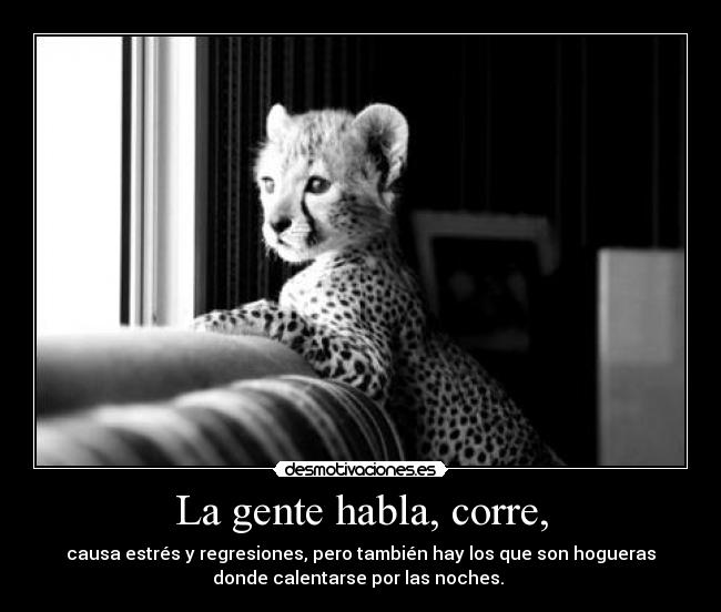 La gente habla, corre, - causa estrés y regresiones, pero también hay los que son hogueras
donde calentarse por las noches. 