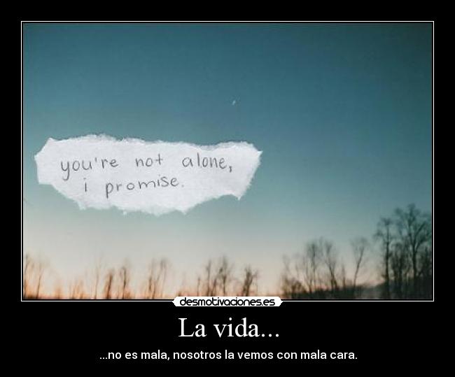 La vida... - ...no es mala, nosotros la vemos con mala cara.