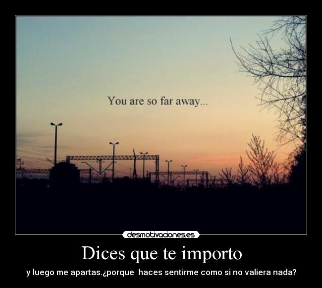 Dices que te importo - y luego me apartas.¿porque  haces sentirme como si no valiera nada?