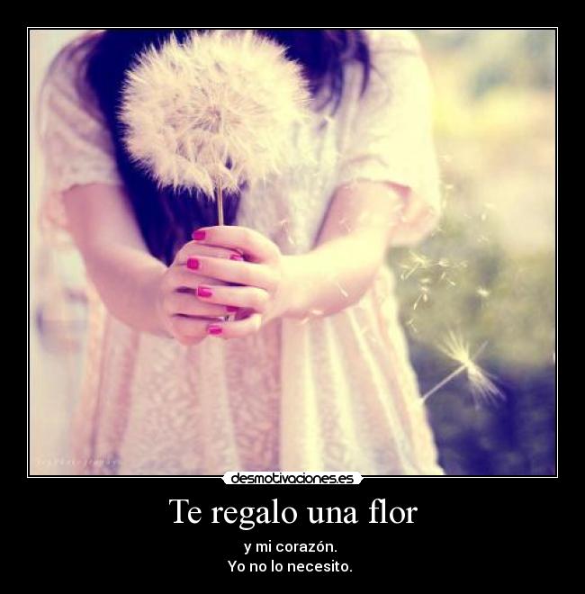 Te regalo una flor - y mi corazón. 
Yo no lo necesito. 