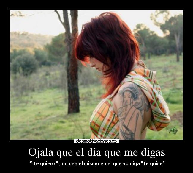 Ojala que el día que me digas - Te quiero , no sea el mismo en el que yo diga Te quise