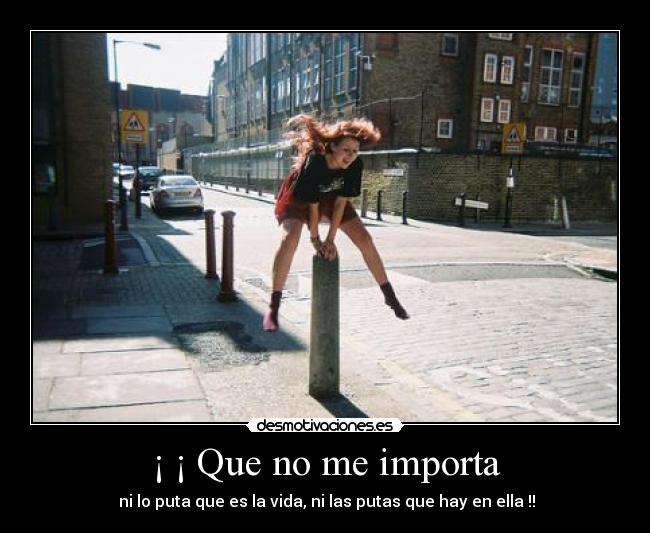 ¡ ¡ Que no me importa -  ni lo puta que es la vida, ni las putas que hay en ella !!