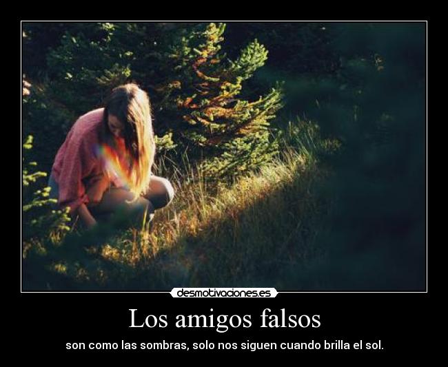 Los amigos falsos - son como las sombras, solo nos siguen cuando brilla el sol.