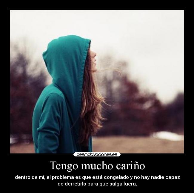 Tengo mucho cariño - dentro de mi, el problema es que está congelado y no hay nadie capaz
de derretirlo para que salga fuera.