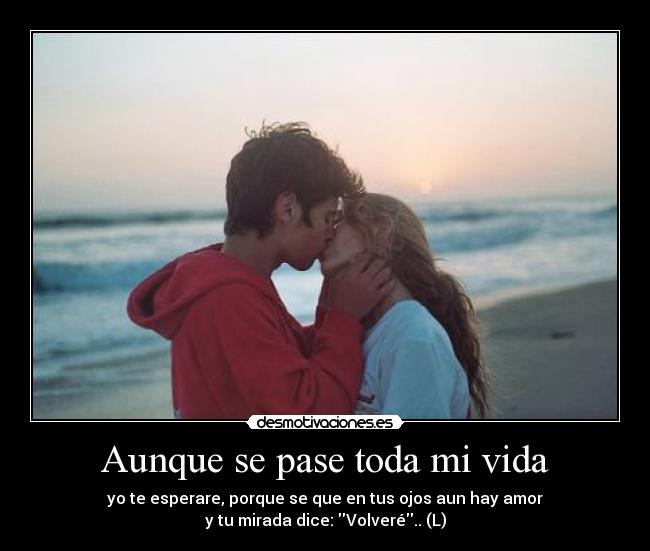 Aunque se pase toda mi vida - yo te esperare, porque se que en tus ojos aun hay amor
y tu mirada dice: Volveré.. (L)