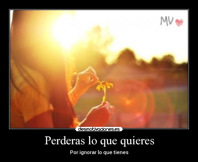 Perderas lo que quieres - Por ignorar lo que tienes