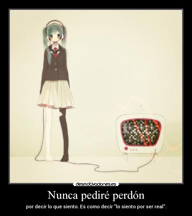 Nunca pediré perdón - por decir lo que siento. Es como decir lo siento por ser real.