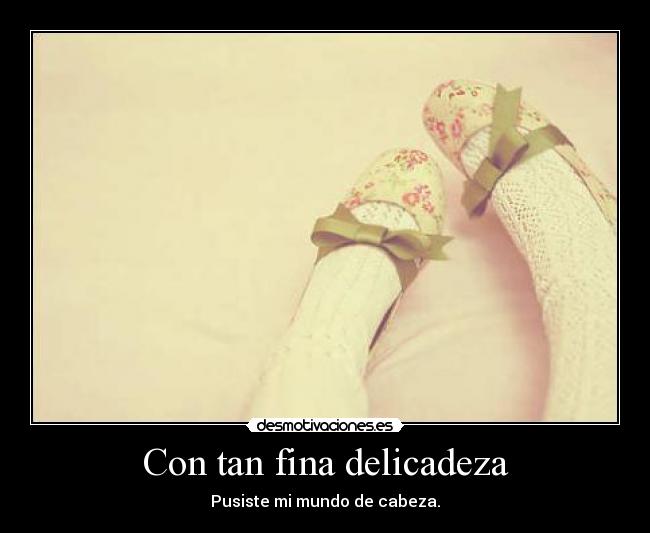 Con tan fina delicadeza - Pusiste mi mundo de cabeza.